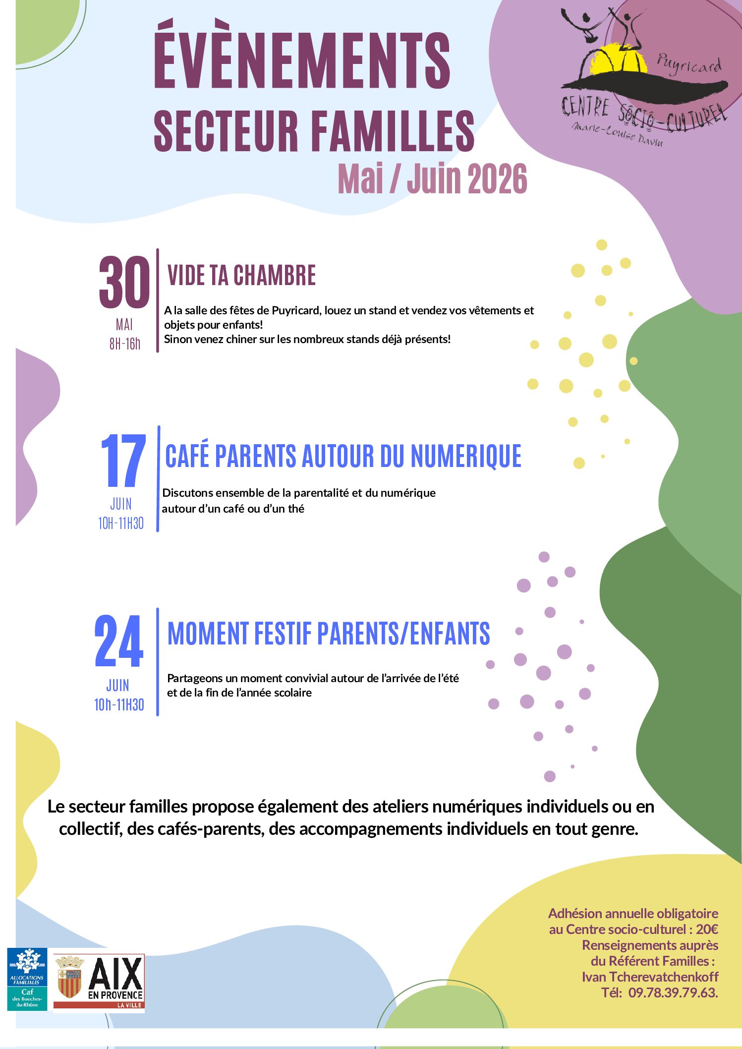 évènements secteur familles mai/juin 2026